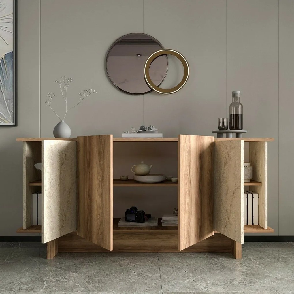 Skrinka Diana Travertine and Walnut