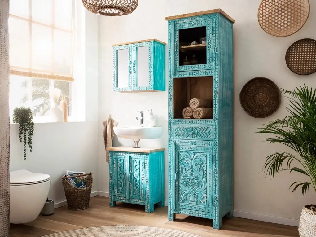 furniture-nabytek.cz - Masívna skrinka pod umývadlo Santa Cruz, Holz - Mango, modrá