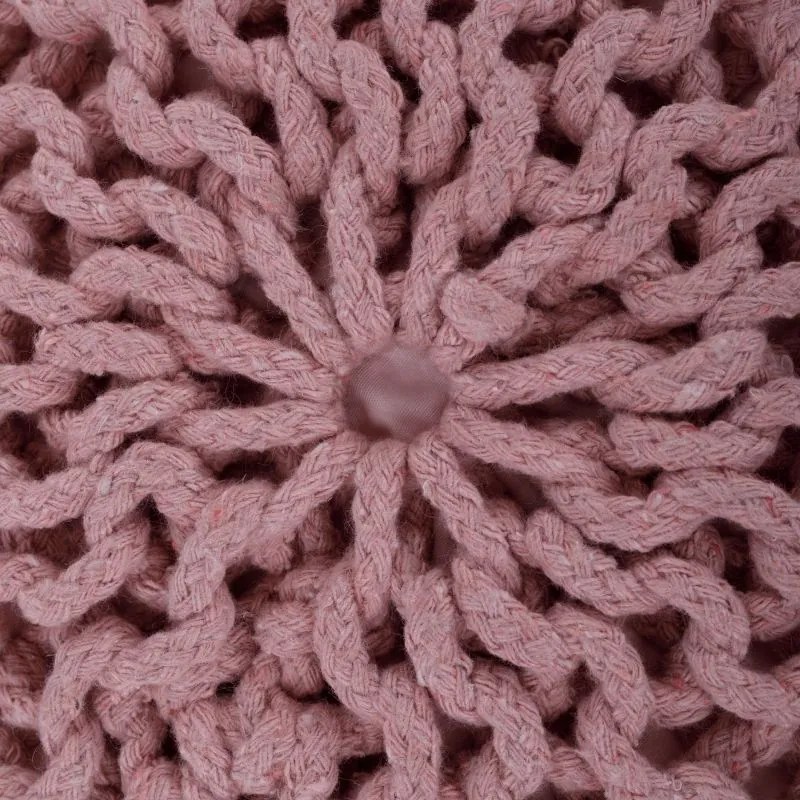 Kondela Pletený taburet, GOBI TYP 1, púdrová ružová bavlna