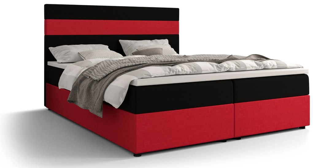 Manželská posteľ  160 cm Locos (čierna + červená) (s matracom a úložným priestorom). Akcia -21%. Vlastná spoľahlivá doprava až k Vám domov. 1046700