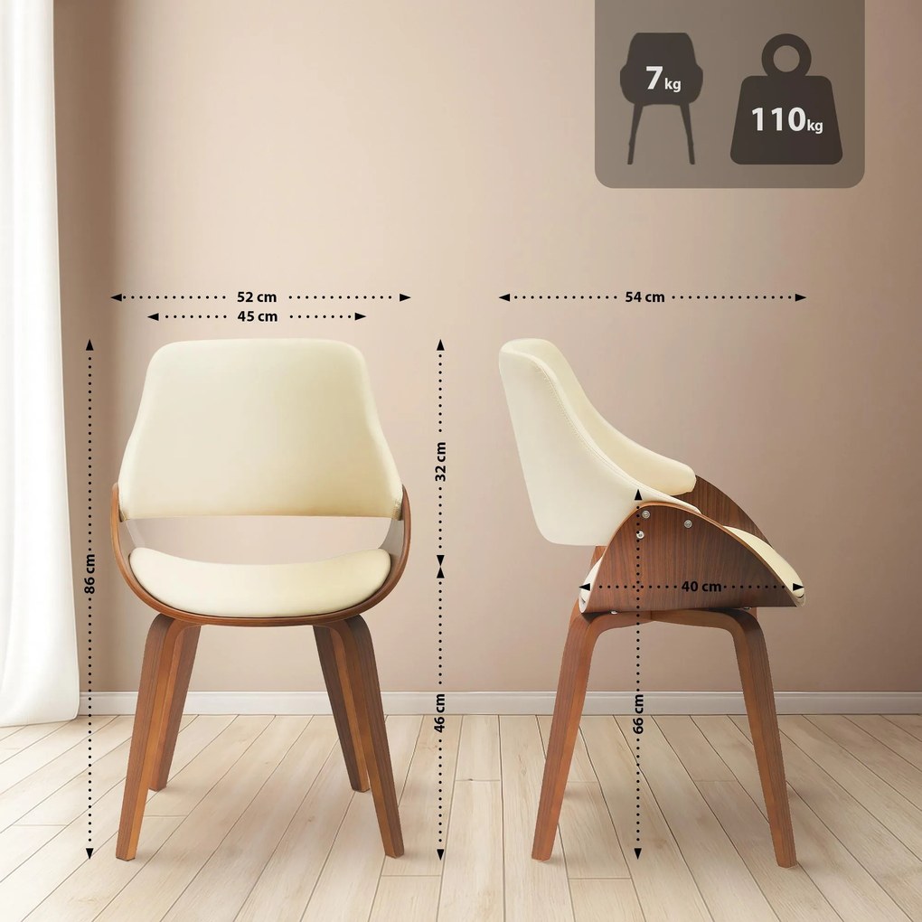 Sada 2 ks jedálenskej stoličky Vangale - orech/krémová