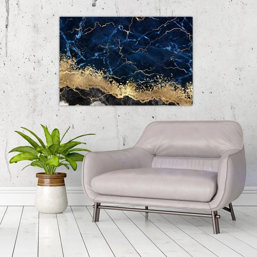 Obraz - Tmavo-modrý mramor (90x60 cm)