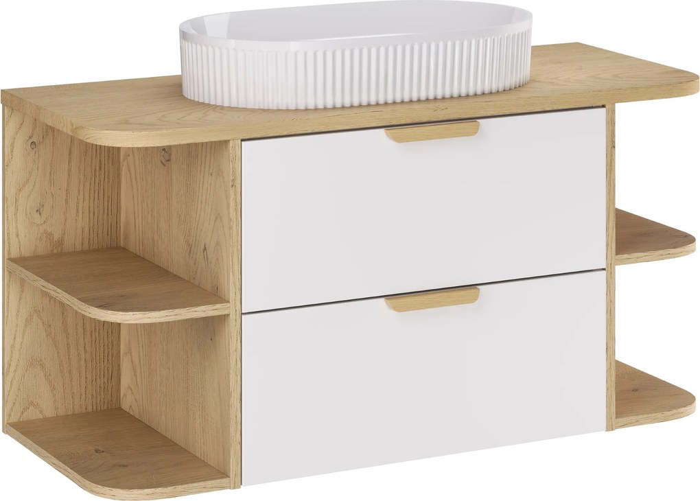 Comad Kúpeľňová skrinka s doskovými umývadlami set Aster White 100 biela/dub cremona