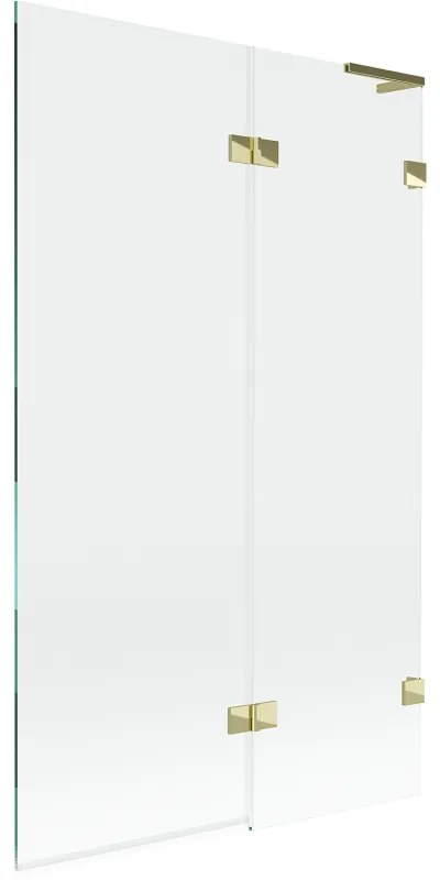 Mexen Lunar L, 2-krídlová vaňová zástena pravá 110 x 150 cm, číre sklo, zlatá lesklá, 897L-110-100-50-00-P