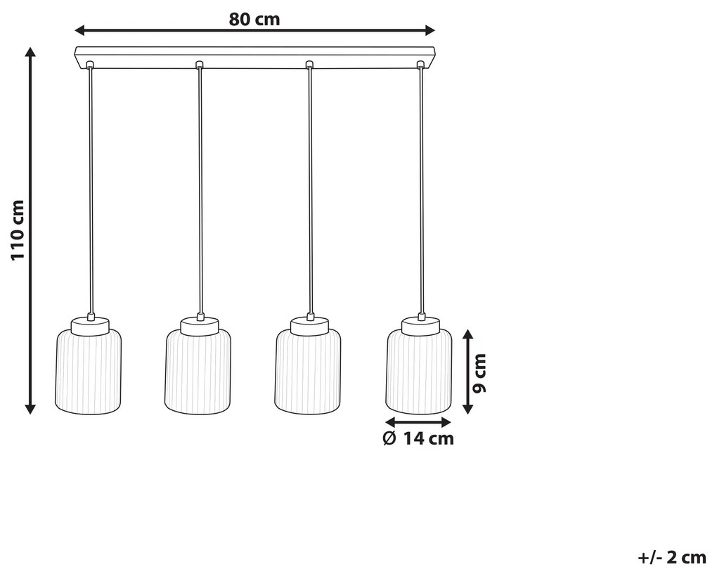 Kovová závesná lampa so 4 svetlami čierna/mosadzná CAUDELO Beliani