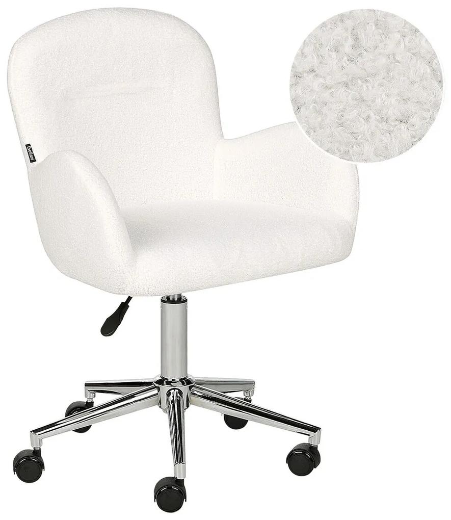 Kancelárska stolička s buklé čalúnením biela PRIDDY Beliani