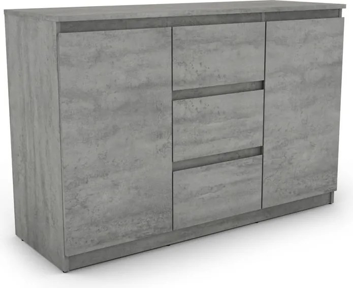 Komoda s 3 zásuvkami Carlos, šedý beton, 120 cm