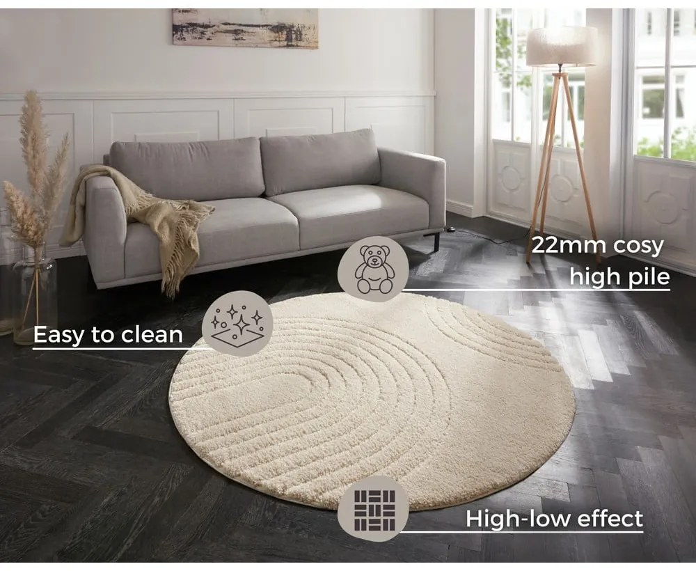 Krémovobiely koberec Mint Rugs Norwalk Fergus, ø 160 cm