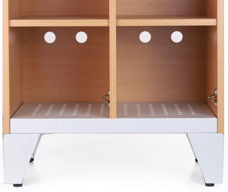 Drevená šatníková skrinka S4 na nohách, 2-dverová, 1400 x 600 x 400 mmm otočný zámok, orech