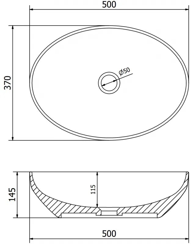 Mexen Cornelia, umývadlo na dosku 50x36 cm, biela lesklá, 21885000