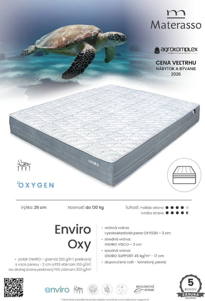 Penový matrac Enviro Oxy Rozmer: 180x200cm