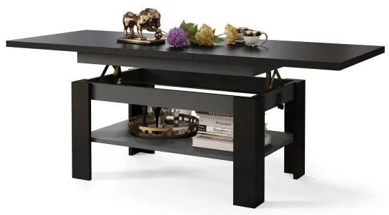 Rozkladací konferenčný/jedálenský stôl s zdvíhacou doskou ROY čierna/antracit