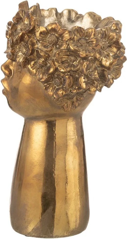 Zlatý antik kvetináč hlava ženy NebuFlower - 21*18*35 cm