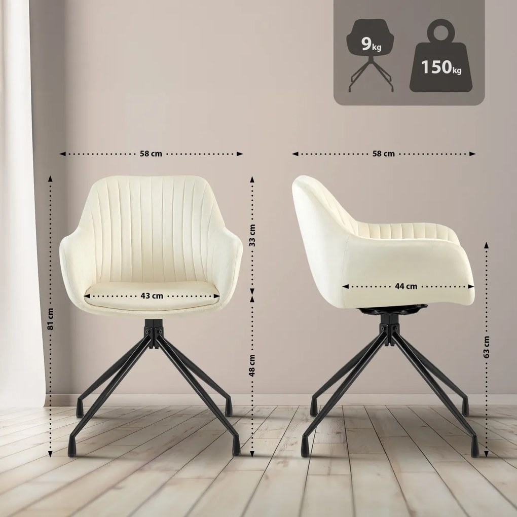 Jedálenská stolička Welby zamat - krémová