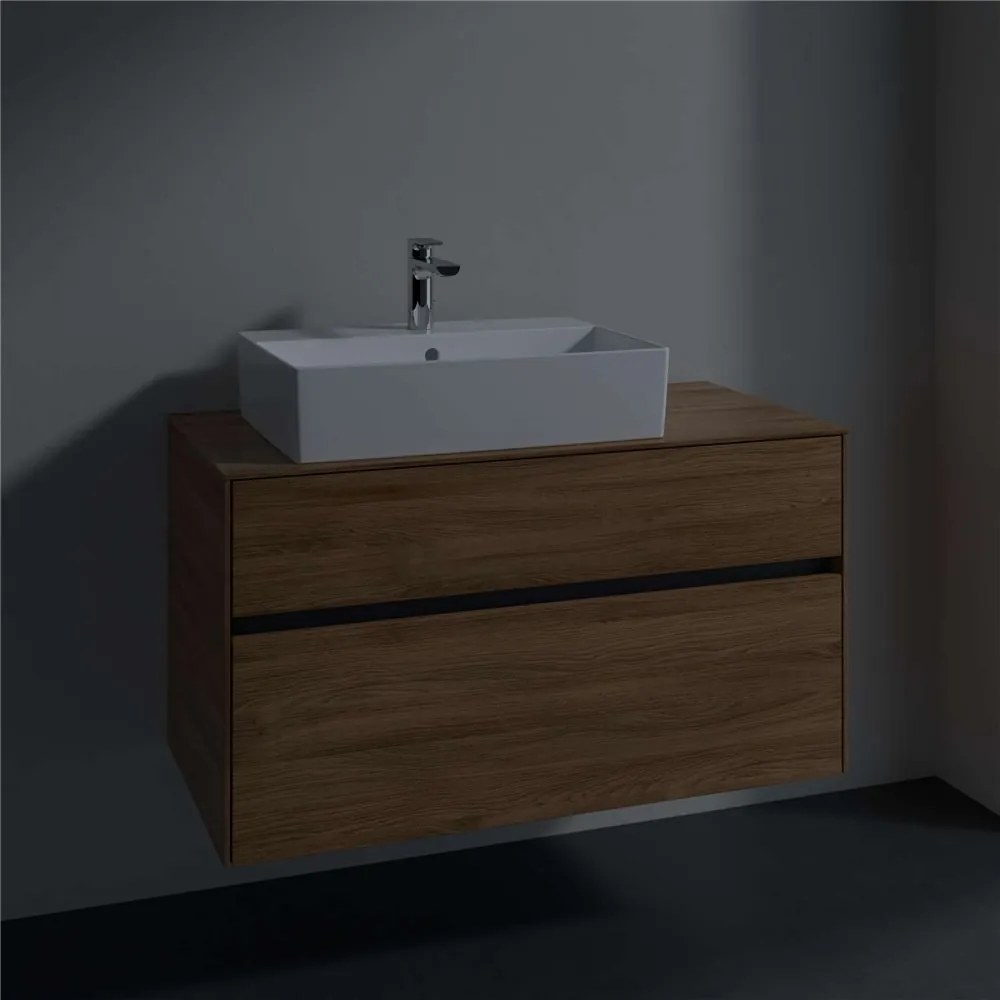 VILLEROY &amp; BOCH Collaro závesná skrinka pod umývadlo na dosku (umývadlo vľavo), 2 zásuvky, 1000 x 500 x 548 mm, Oak Kansas, C12600RH