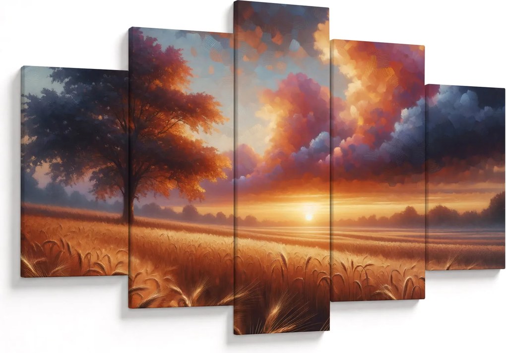 Obraz – Západ slnka na poli (150x105 cm)