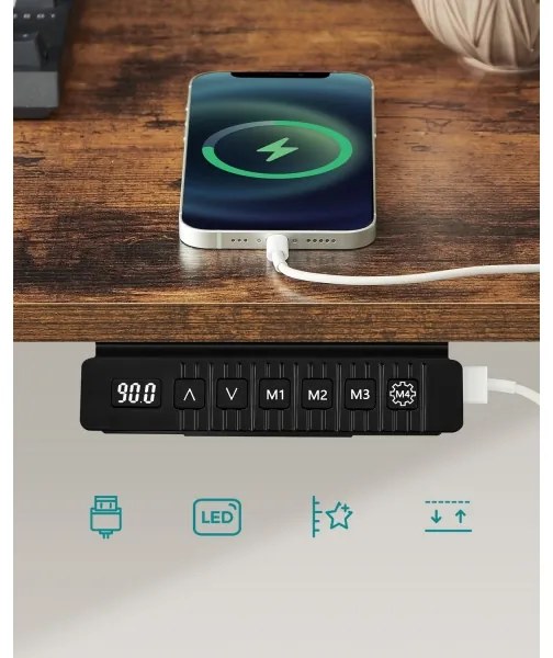 Výškovo nastaviteľný písací stôl SOLEA-X hnedá/čierna