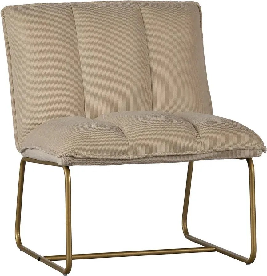 Béžové kreslo s konštrukciou v zlatej farbe WOOOD Fie