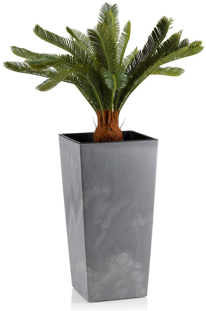 PLASTOVÝ KVETINÁČ PORTO 46X25X25 CM IMITÁCIA BETÓNU SIVÁ
