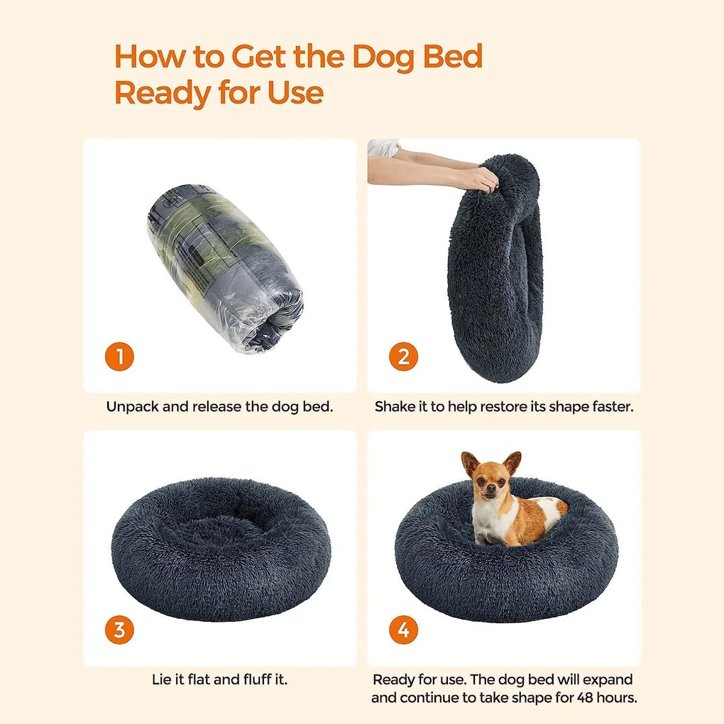 Pelech pre psa, Pelech pre mačky, Mäkký plyšový povrch 60 cm, tmavošedý