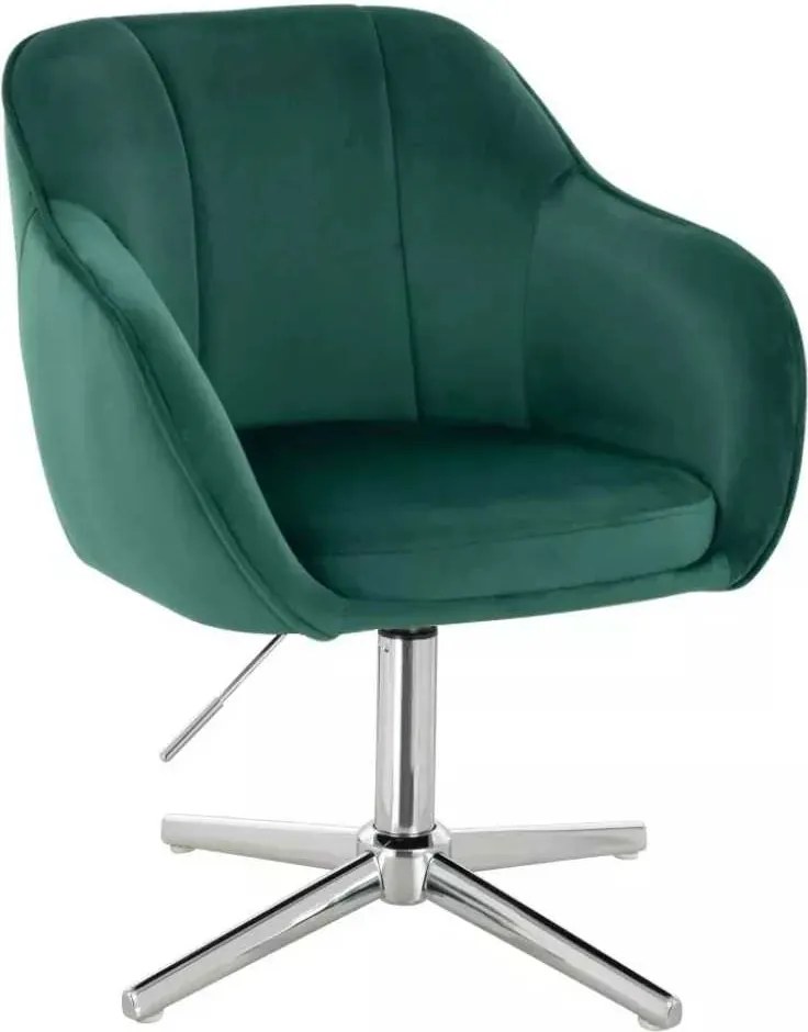 LuxuryForm DESIGN Stolička AVOLA VELUR na striebornom kríži - zelená