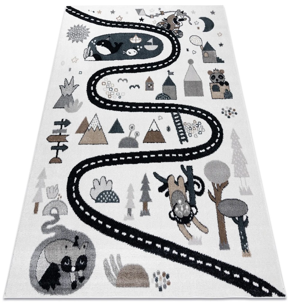 Koberec FUN Route pre deti, krémový