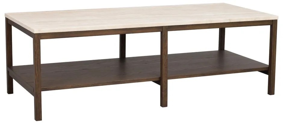 Hnedo-béžový konferenčný stolík s doskou z kameňa 140x60 cm Orwel - Rowico