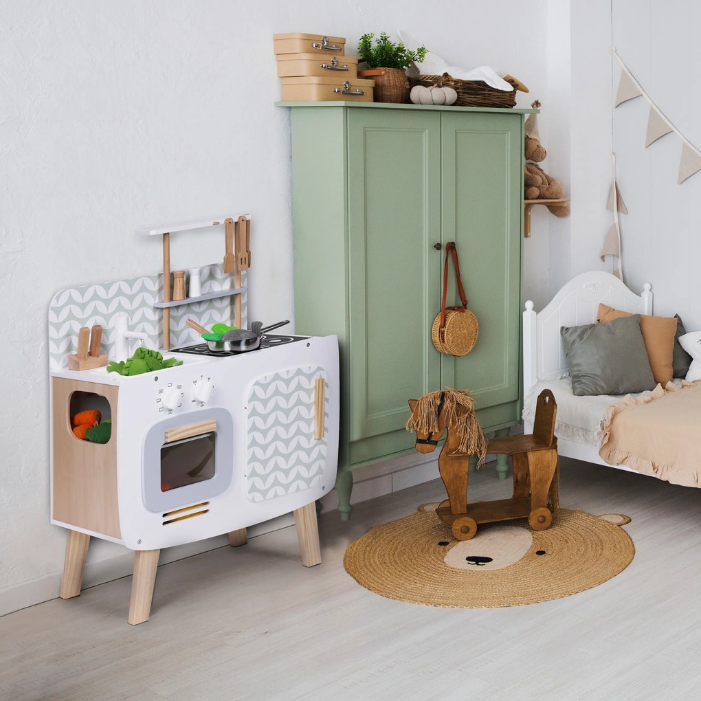 Drevená kuchynka, retro rúra, horáky, drez, kuchynské doplnky, ECOTOYS