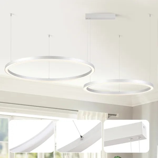 Brilagi - LED stmievateľný luster na lankách PORTOFINO LED/98W/230V strieborný + diaľkové ovládanie