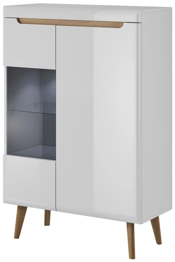 Vitrína Nordi 90 cm biela/dub Riviéra