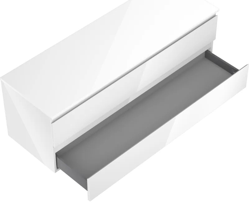 Mexen Orio, kúpeľňová skrinka 140 cm s hornou doskou, 2 zásuvky, biela lesklá, 91A10-14047-2-BFFC00