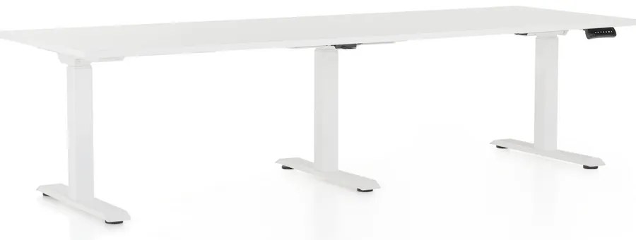 Výškovo nastaviteľný stôl OfficeTech Long, 240 x 80 cm, biela podnož, biela