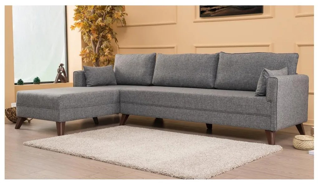 Rohová sedacia súprava v tvare L KORFU sivá ľavá