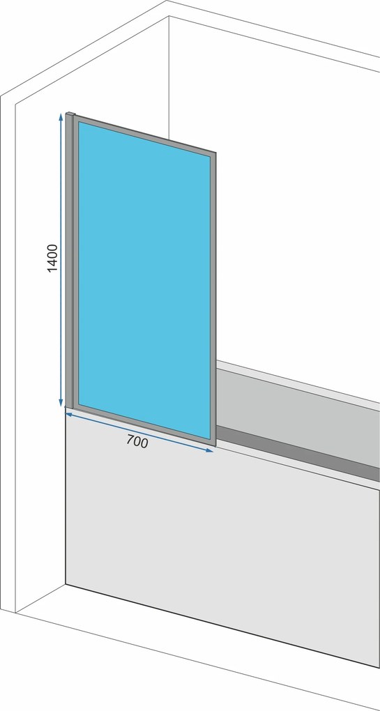 Jednodielna vaňová zástena REA LAGOS 70 cm, chróm/transparent