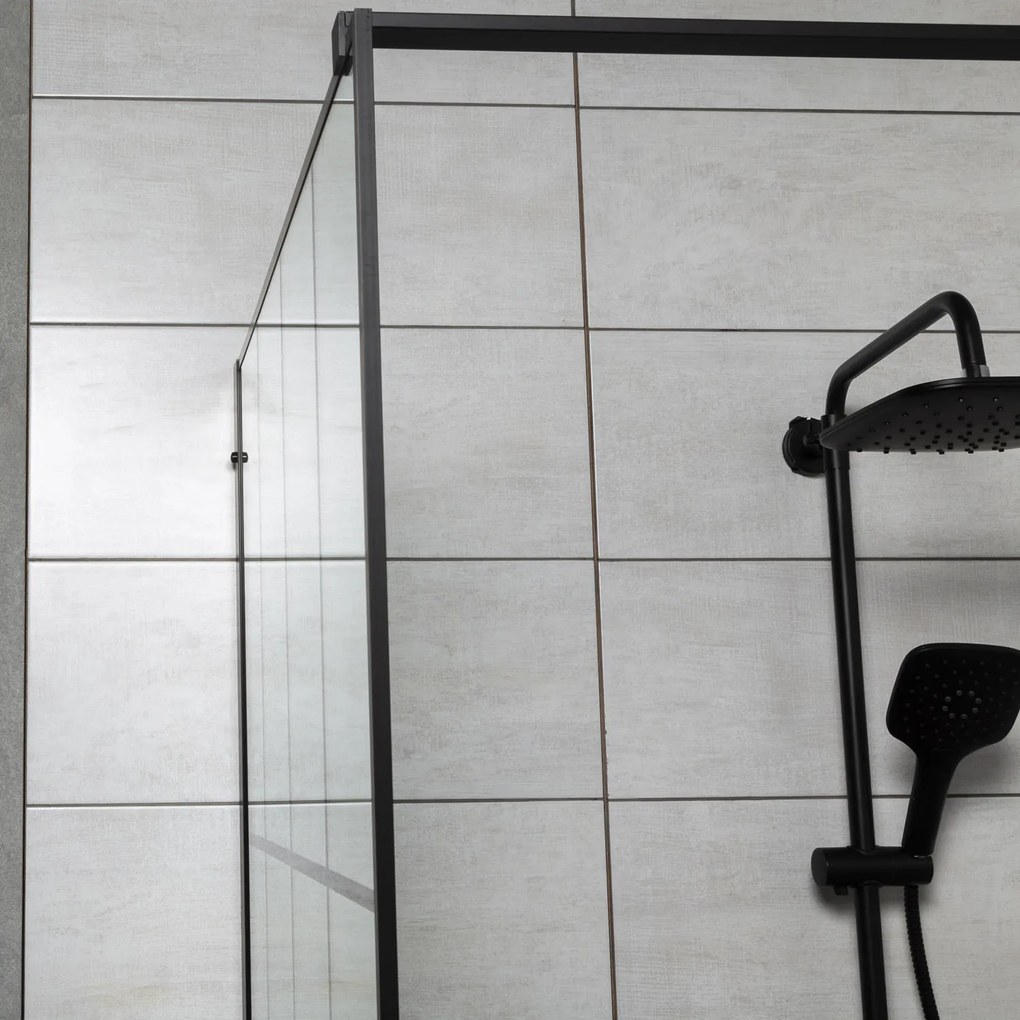 Novoterm Sprchová zastena Walk-in NV-Techno 100, čierna/transparent - bez vaničky