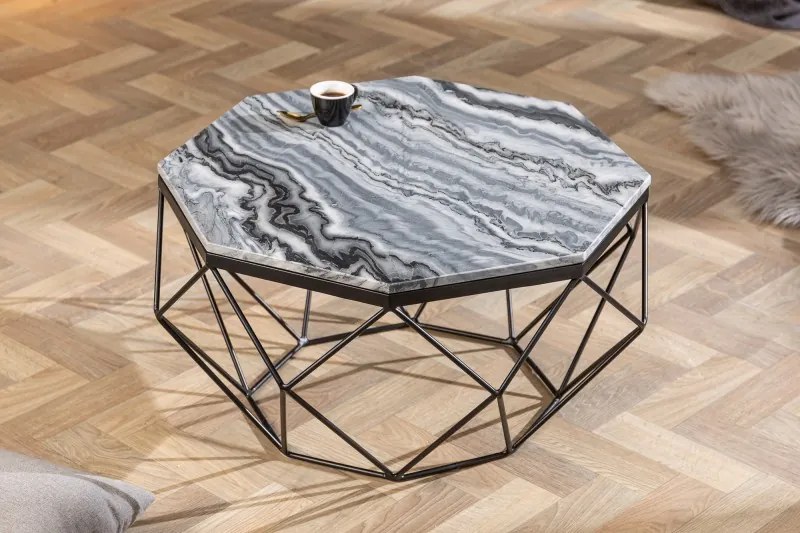 Konferenčný stolík Diamond 70cm sivý mramor