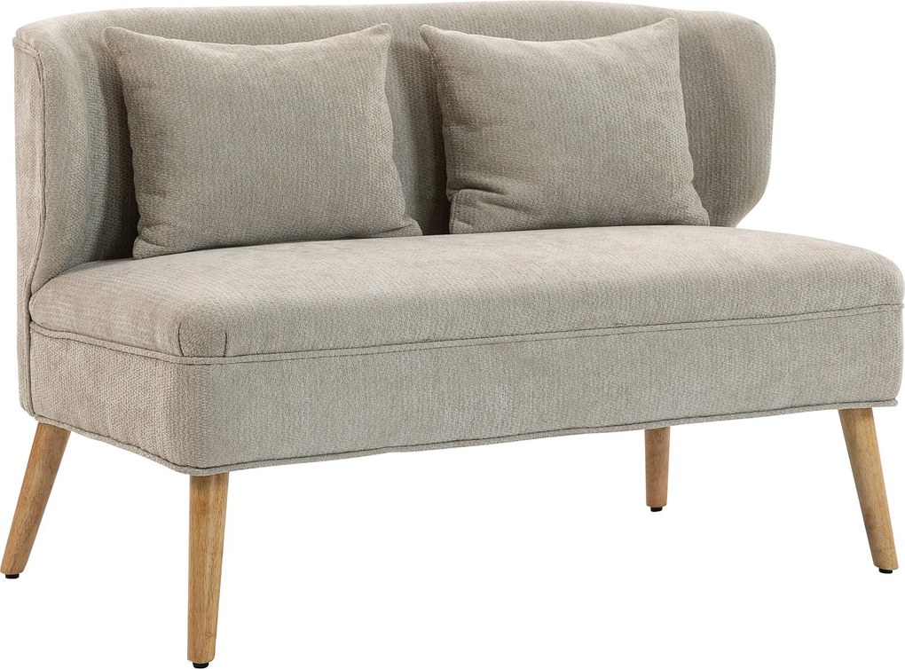 HOMCOM 2-miestna pohovka — kompaktný wingback loveseat s hrubým polstrovaním z chenilly a nohami z kaučukového dreva, béžová | Aosom