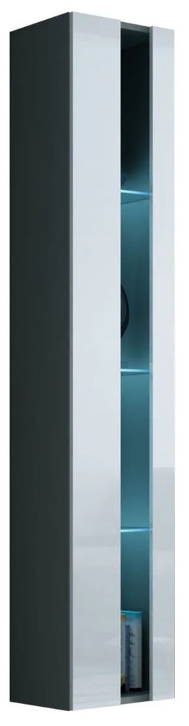 Vitrína 180 Zigo New, Osvetlenie: osvetlenie LED biele, Farby: biela / biely lesk