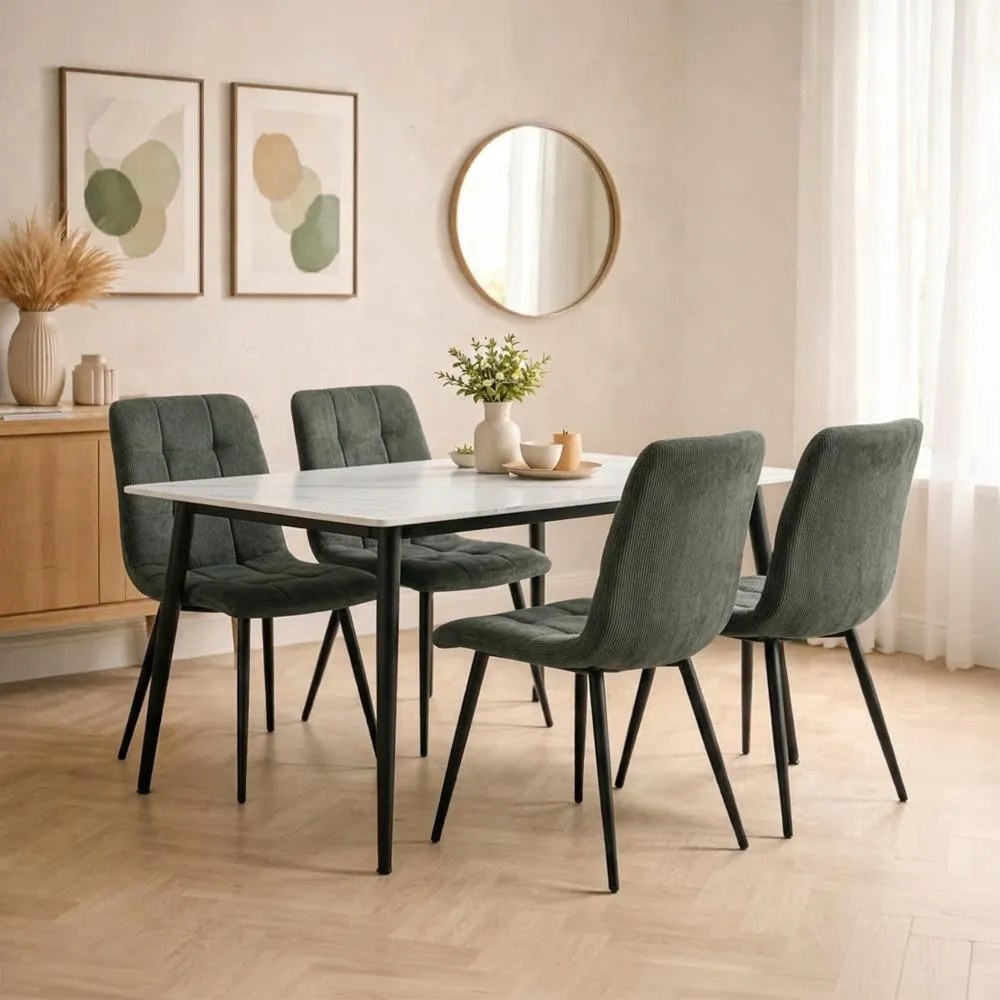 Jedálenský set 4x stolička + stôl 140 cm AVENBERG EMERALD