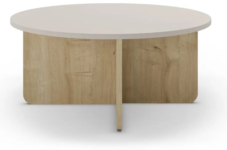 Krémovobiely/v prírodnej farbe okrúhly konferenčný stolík v dekore duba ø 80 cm Hillary – Marckeric