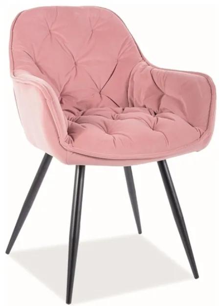 Jedálenská stolička CHERRY MATT VELVET Farba: Ružová / velvet 63