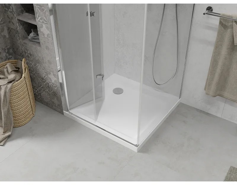 Mexen Lima sprchovací kút 90 (dvere) x 90 (stena) cm, 6mm číre sklo, chrómový profil + SLIM sprchová vanička biela 5cm, 856-090-090-00-00-4010