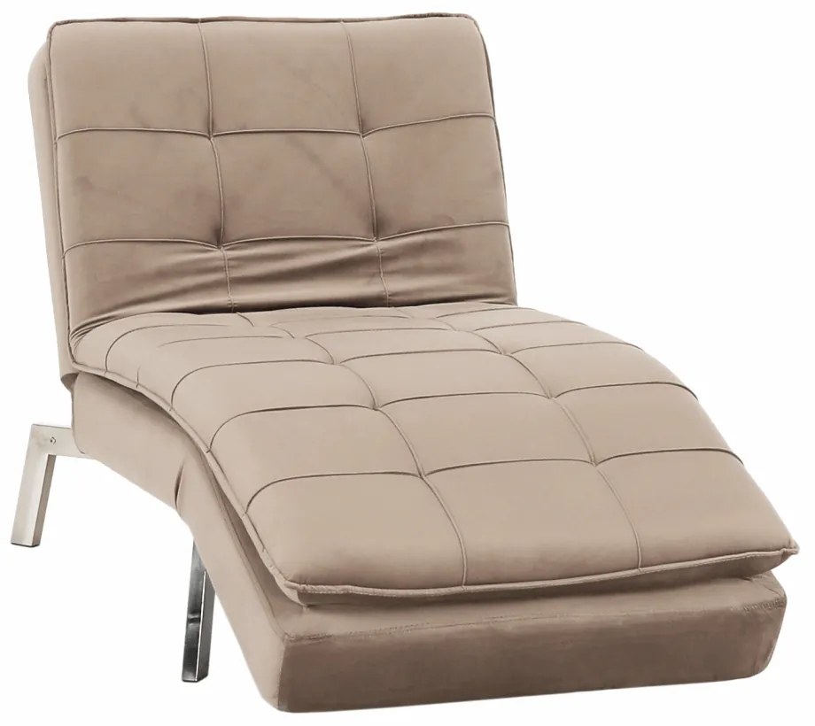 Rozkladacie kreslo, sivohnedá Taupe Velvet látka/chróm, REMAN