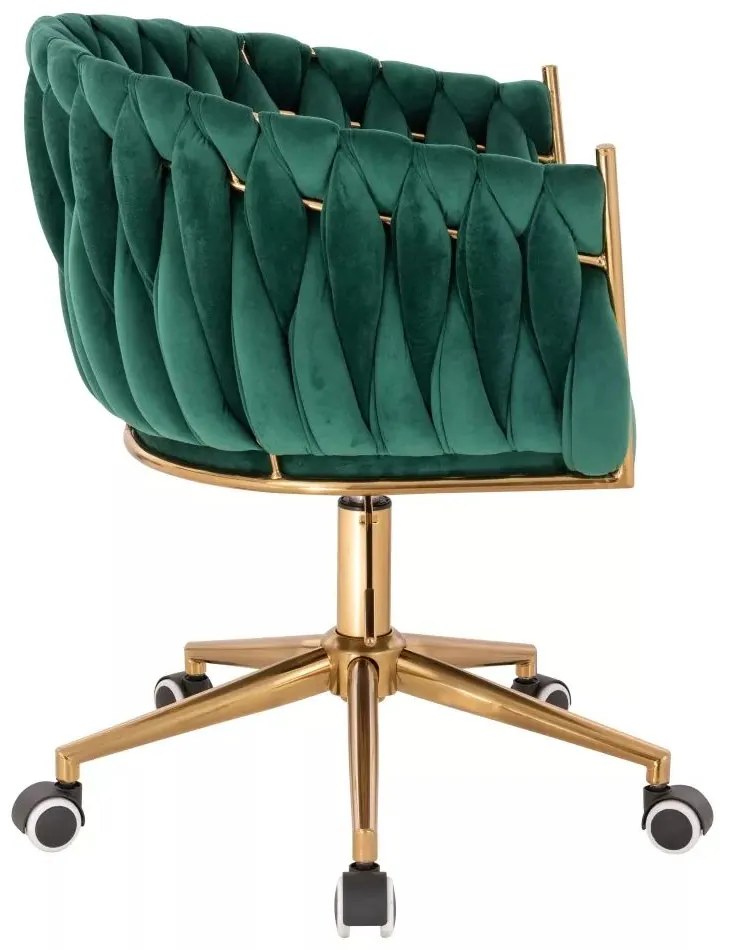 LuxuryForm DESIGN Kreslo NORDEN VELUR na zlatej podstave s kolieskami - zelené