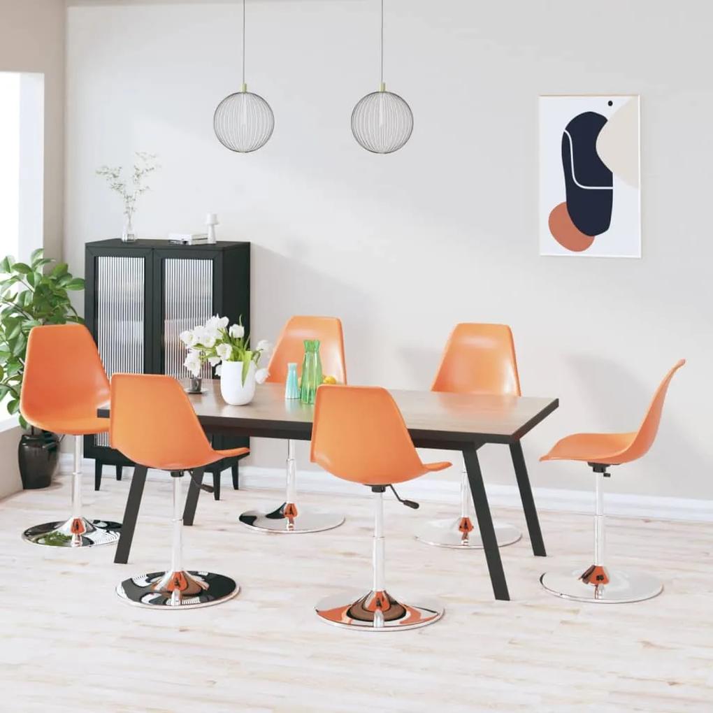 Otočné jedálenské stoličky 6 ks oranžové PP