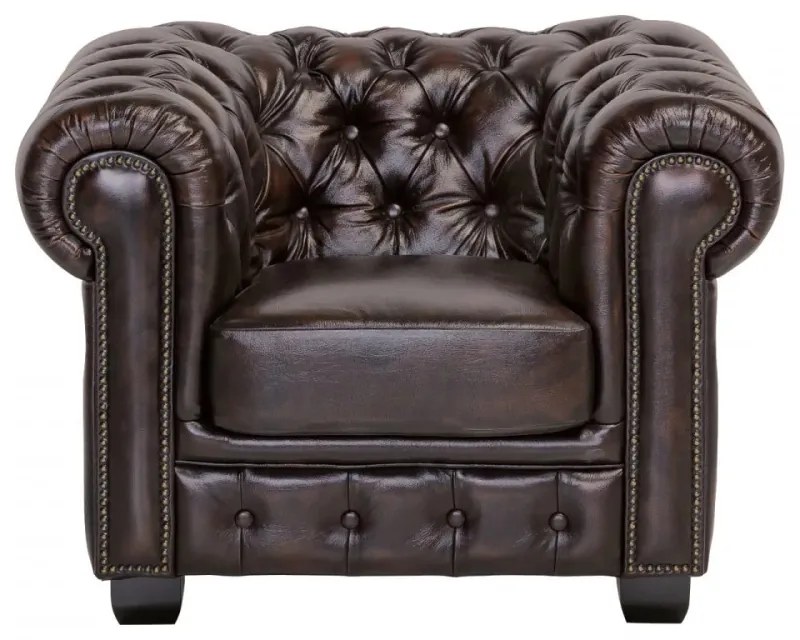 furniture-nabytek.cz - Křeslo Chesterfield pravá kůže hnědé