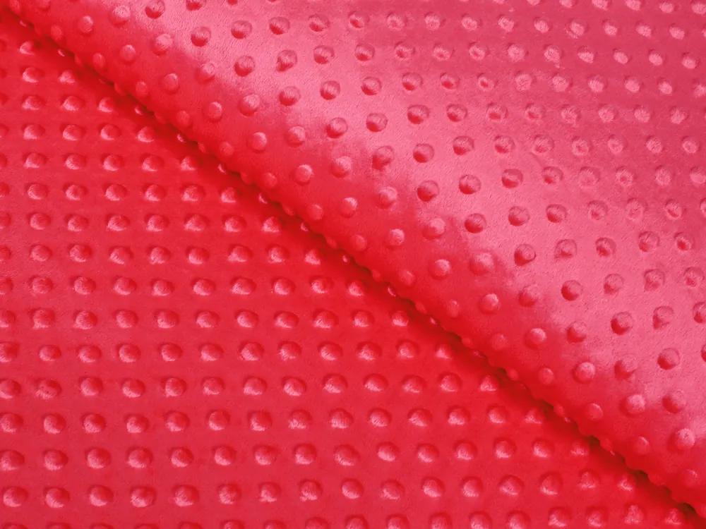 Biante Detské posteľné obliečky do postieľky Minky 3D bodky MKP-019 Jahodové červené Do postieľky 90x140 a 50x70 cm