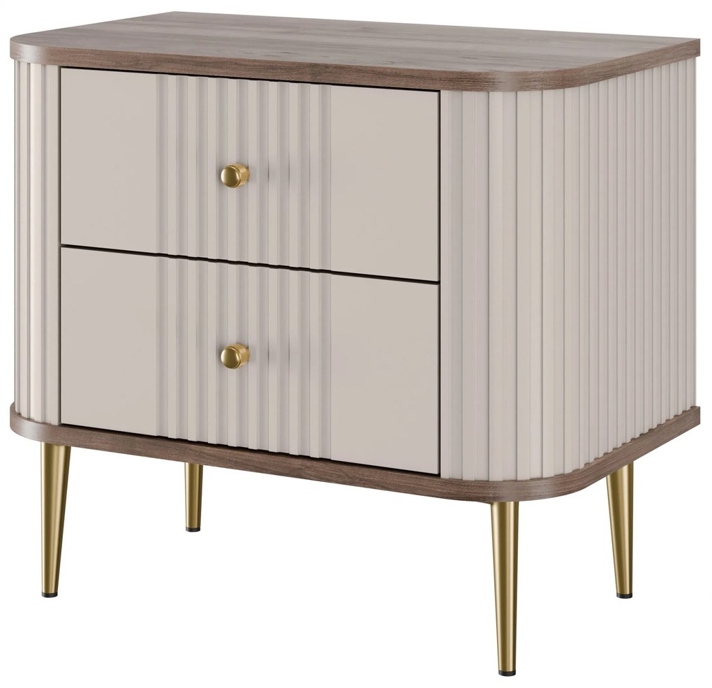 Súprava nočných stolíkov Vesper 56 cm - kašmír / orech / zlaté nohy
