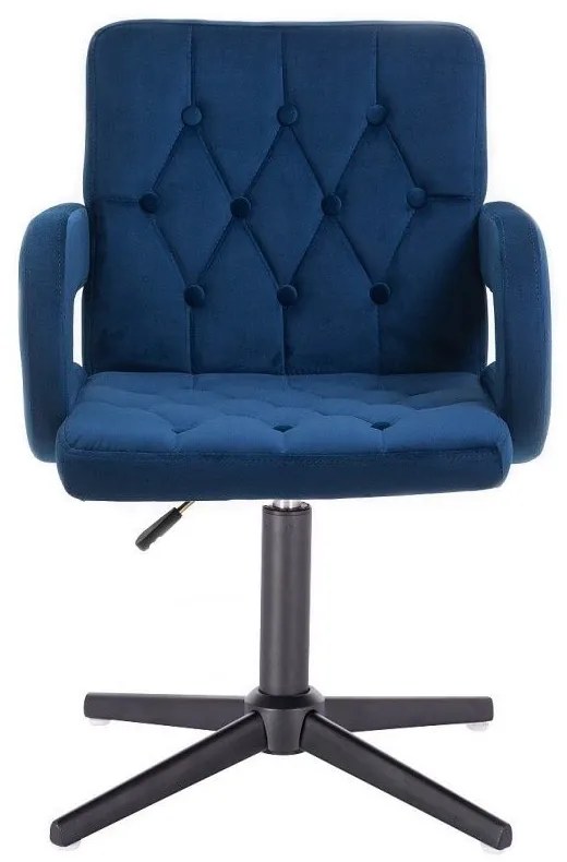 LuxuryForm DESIGN Stolička BOSTON VELUR na čiernom kríži - modrá