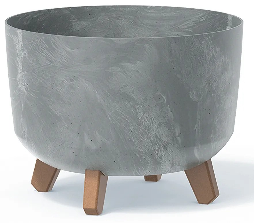 Plastový kvetináč na nožičkách DGRL350E 33,9 cm - sivý betón